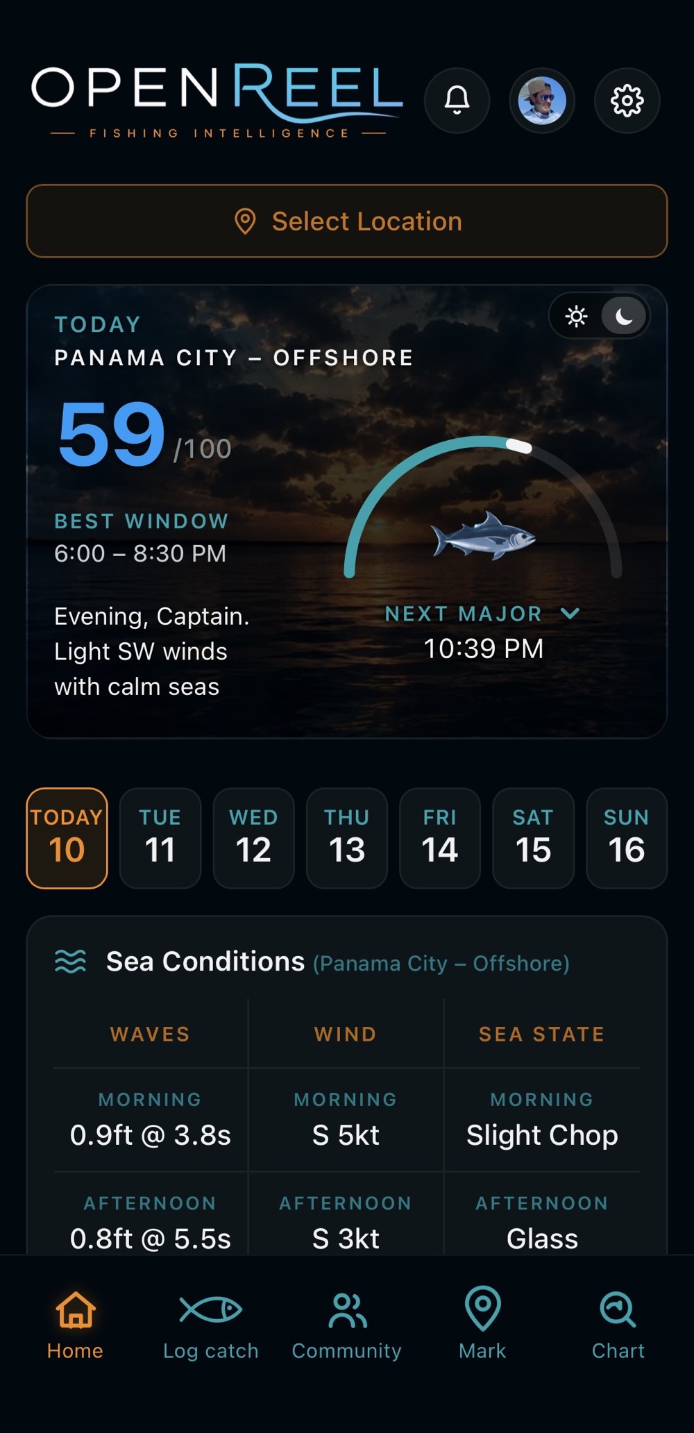 OpenReel home screen in dark mode